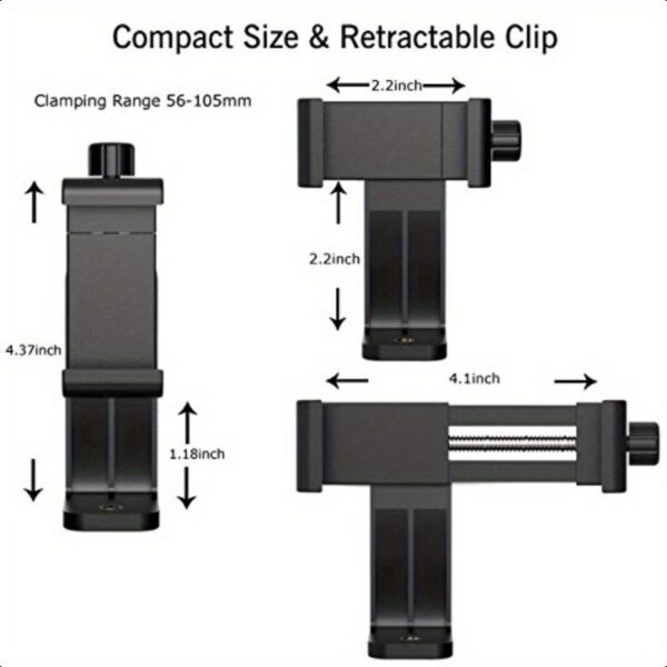 Ailun Dual-Angle Vertical & Horizontal Phone Holder with 360° Rotatable Adjustable Clip, 1/4" Screw Tripod Mount for iPhone Android Phones & Selfie Sticks - Lightweight Portable Design, Inner Padding Protection, Social Media Tool, Flexible Positioning, Secure Phone Grip