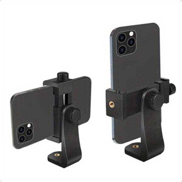 Ailun Dual-Angle Vertical & Horizontal Phone Holder with 360° Rotatable Adjustable Clip, 1/4" Screw Tripod Mount for iPhone Android Phones & Selfie Sticks - Lightweight Portable Design, Inner Padding Protection, Social Media Tool, Flexible Positioning, Secure Phone Grip